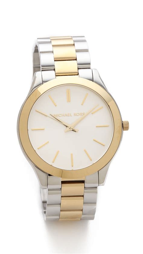 michael kors slim runway watch silver chain|michael kors oversized runway watch.